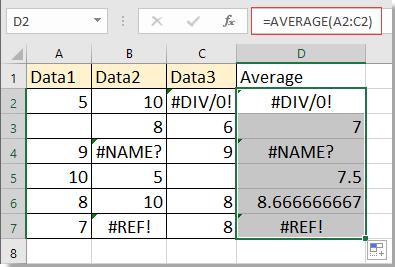 Cách tính trung bình bỏ qua giá trị lỗi trong Excel