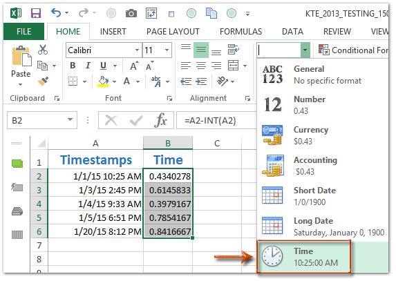 Cách tính trung bình dấu thời gian Timestamps trong Excel