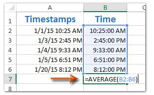 Cách tính trung bình dấu thời gian Timestamps trong Excel