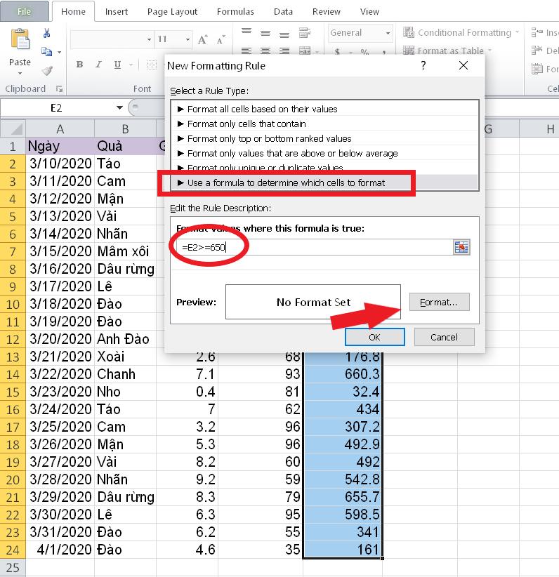 Cách tô màu cho viền ô theo giá trị trong Excel