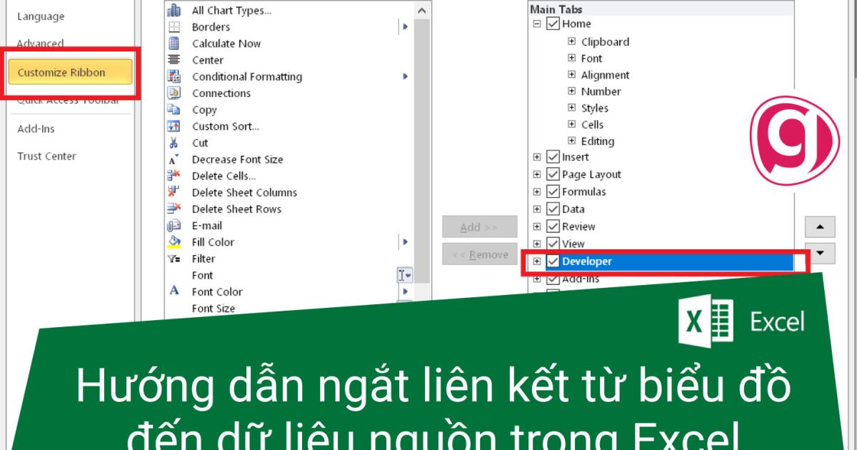 Hướng dẫn ngắt kết nối biểu đồ với nguồn dữ liệu trong Excel