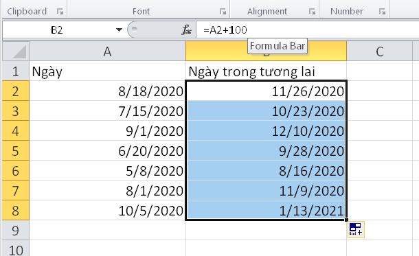 Hướng dẫn tính ngày tương lai dựa theo ngày xác định trong Excel