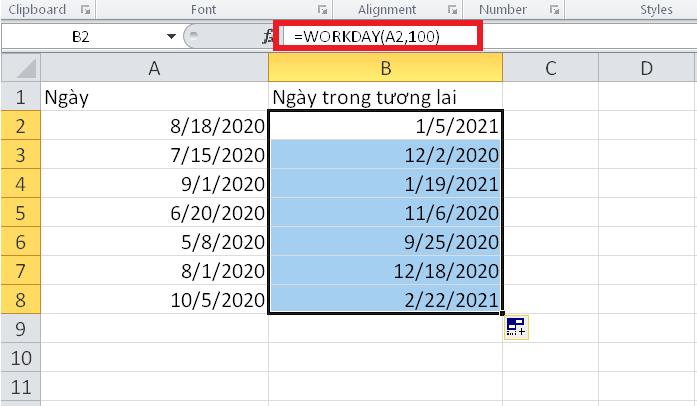 Hướng dẫn tính ngày tương lai dựa theo ngày xác định trong Excel