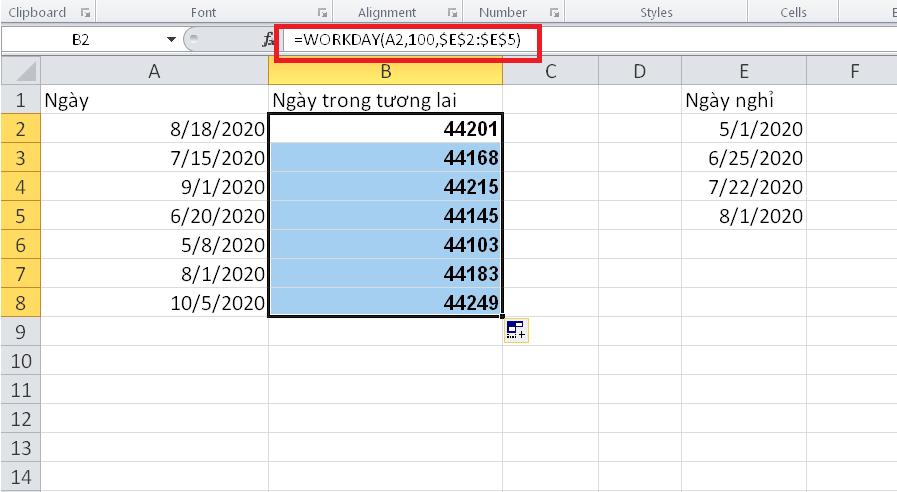 Hướng dẫn tính ngày tương lai dựa theo ngày xác định trong Excel