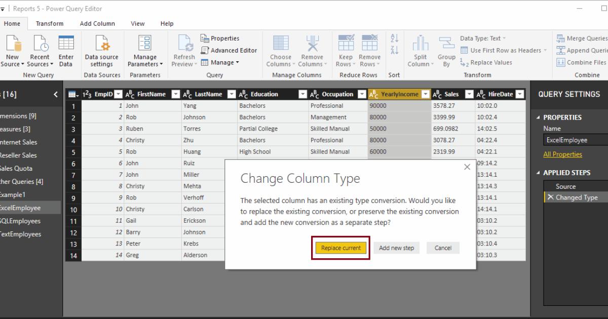 Hướng dẫn thay đổi kiểu dữ liệu của cột trong Power BI
