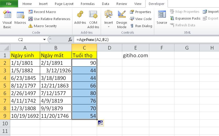 Hướng dẫn tính tuổi trước ngày 1/1/1900 trong Excel