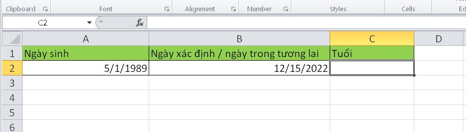 Hướng dẫn tính tuổi theo một ngày xác định hoặc ngày trong tương lai