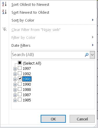 Hướng dẫn tính trung bình tuổi theo năm/tháng/ngày trên Excel
