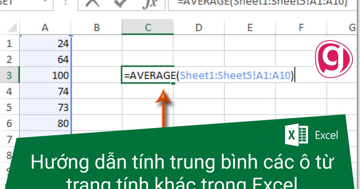 Hướng dẫn tính trung bình các ô từ trang tính khác trong Excel