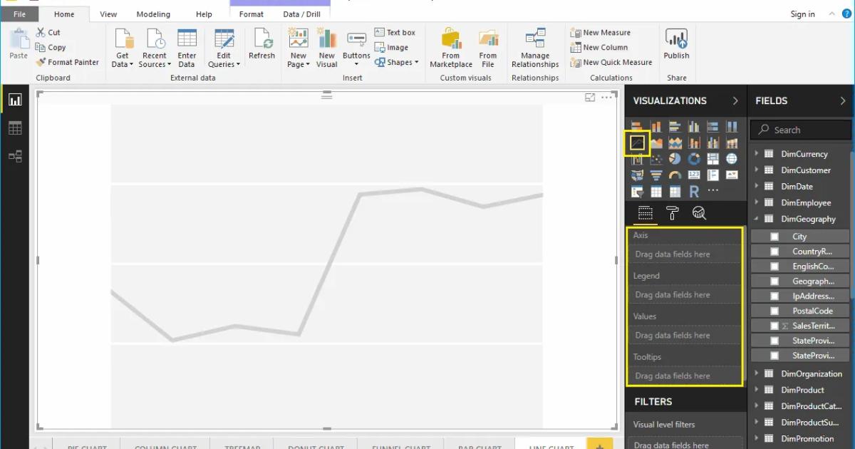 Hướng dẫn tạo biểu đồ đường kẻ Line Chart trong Power BI