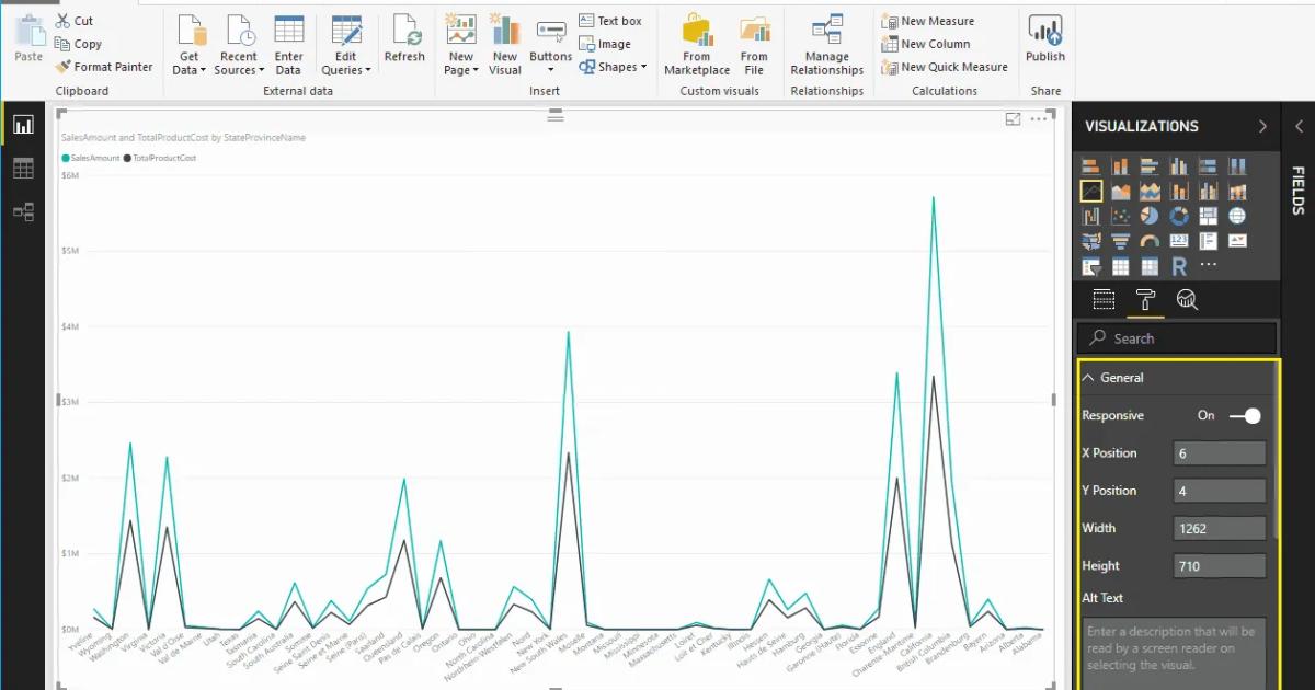 Hướng dẫn định dạng biểu đồ đường kẻ Line Chart trong Power BI
