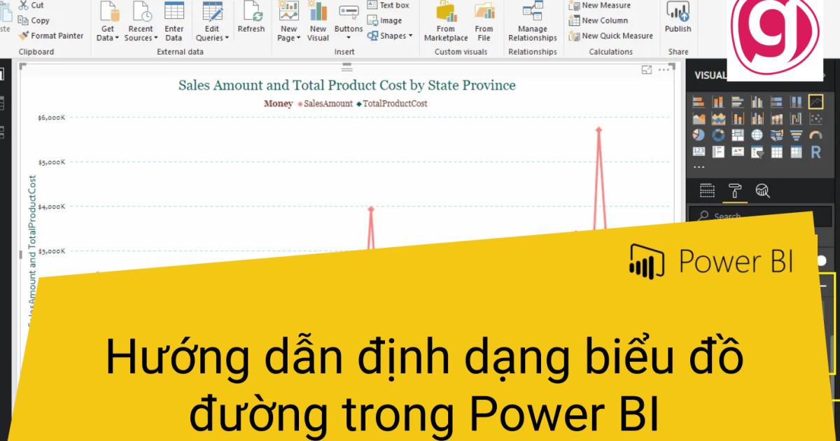 Hướng dẫn định dạng biểu đồ đường kẻ Line Chart trong Power BI