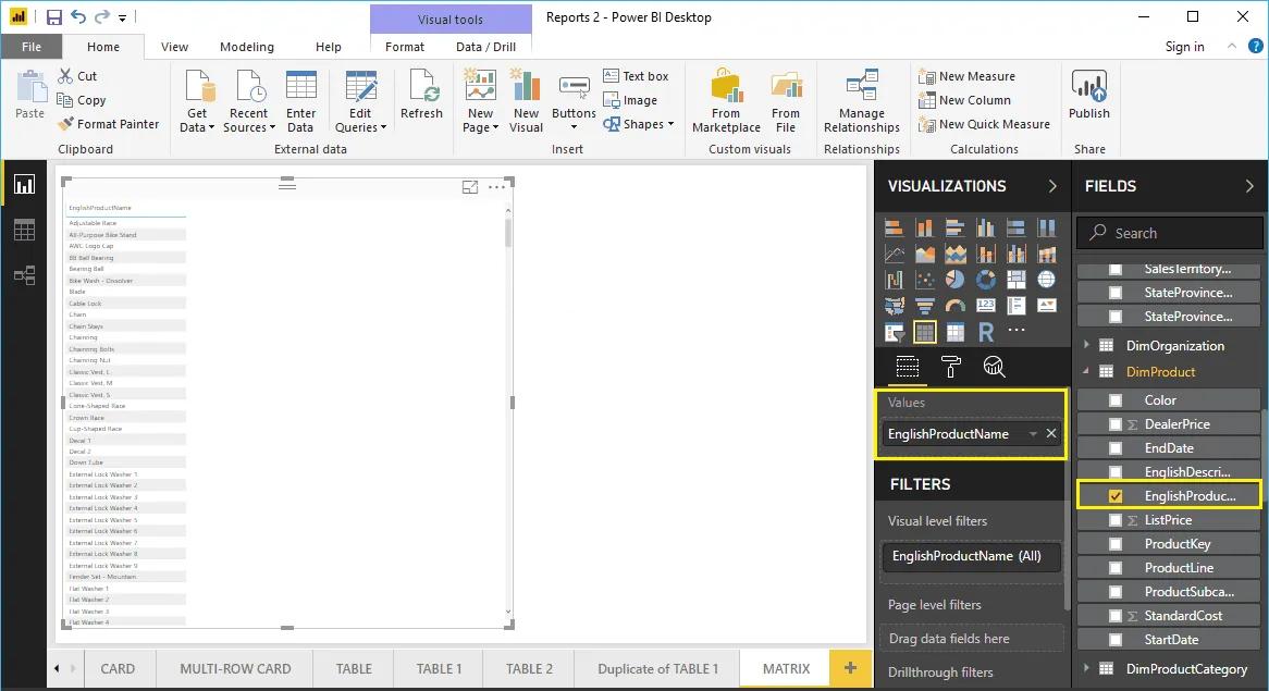 Hướng dẫn trình bày bảng ma trận Matrix trong Power BI