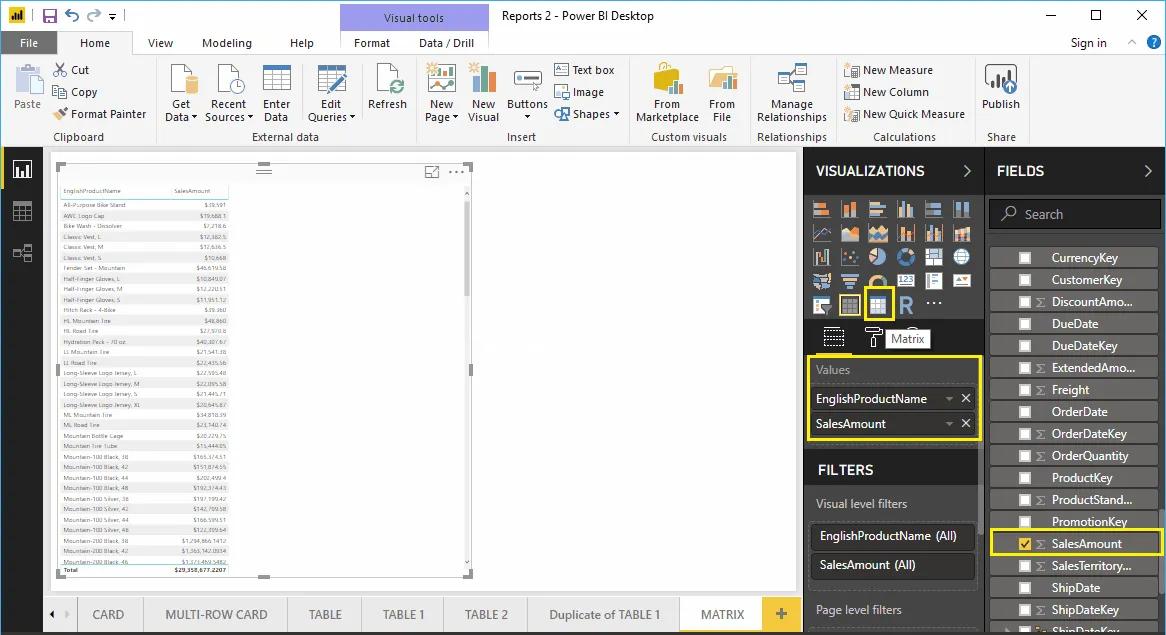 Hướng dẫn trình bày bảng ma trận Matrix trong Power BI