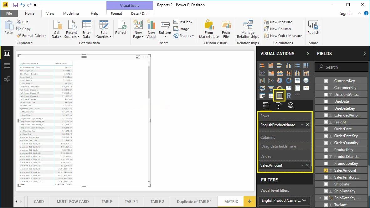 Hướng dẫn trình bày bảng ma trận Matrix trong Power BI