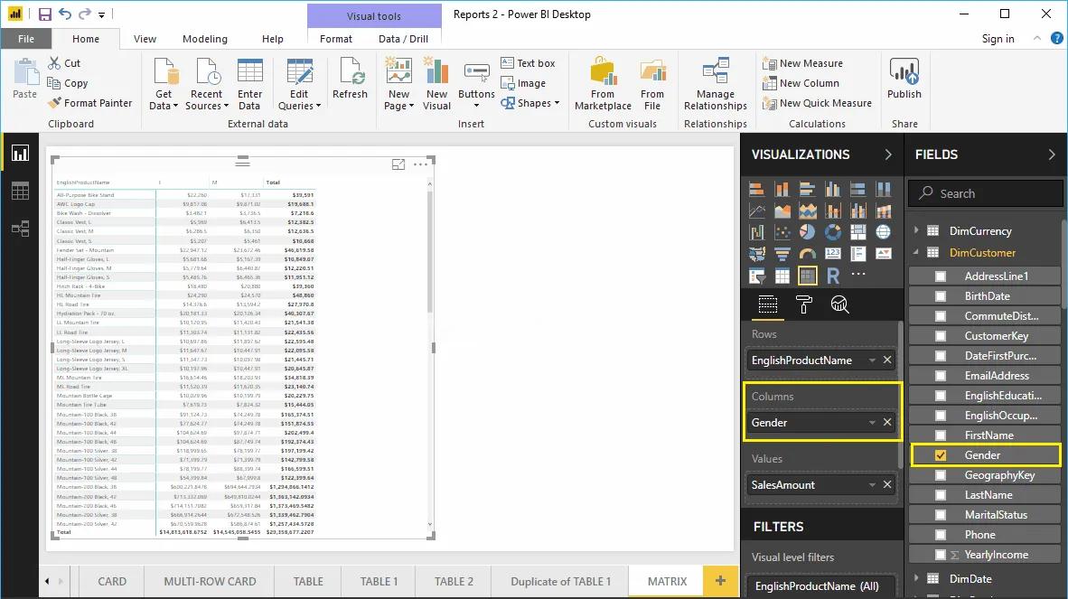 Hướng dẫn trình bày bảng ma trận Matrix trong Power BI