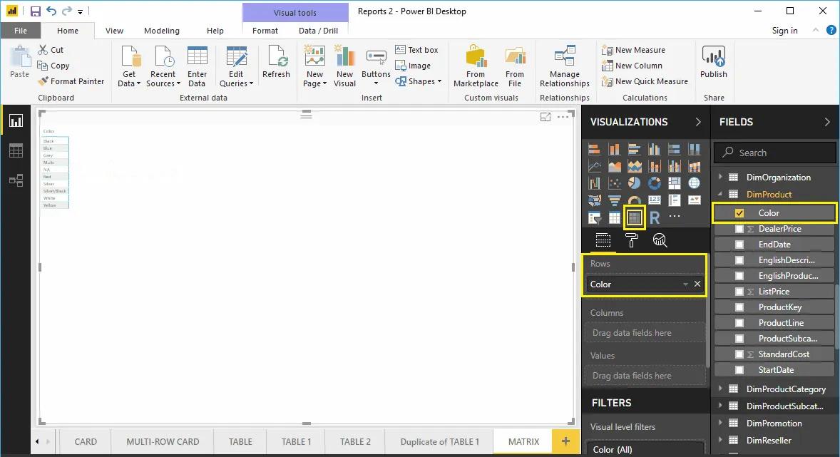 Hướng dẫn trình bày bảng ma trận Matrix trong Power BI