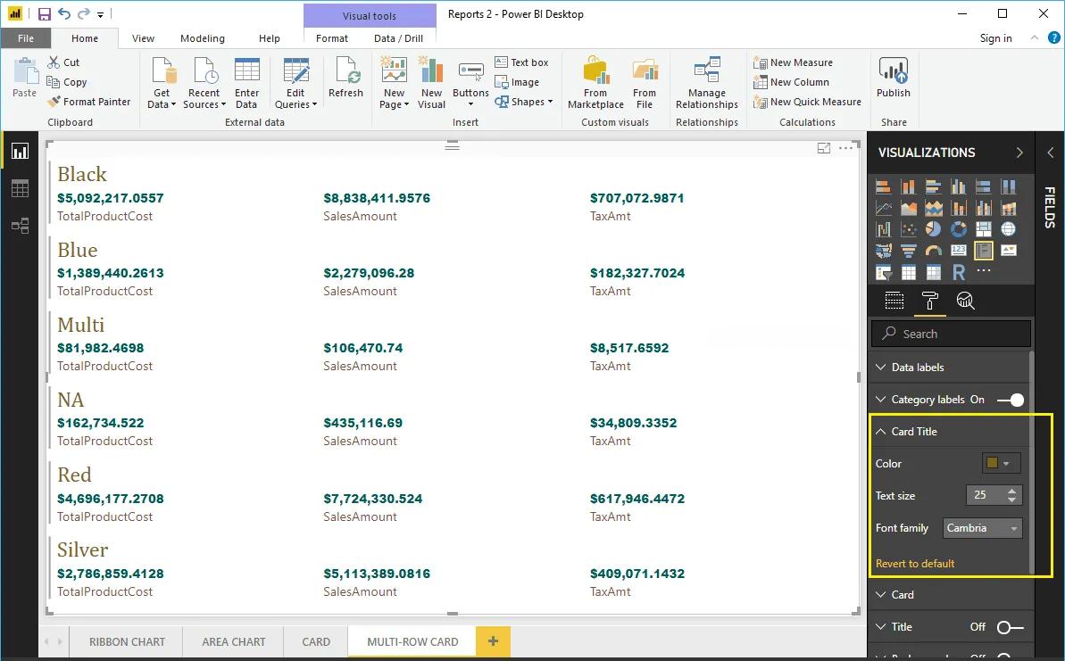 Hướng dẫn trình bày thẻ nhiều hàng (Multi-Row Card) trên Power BI