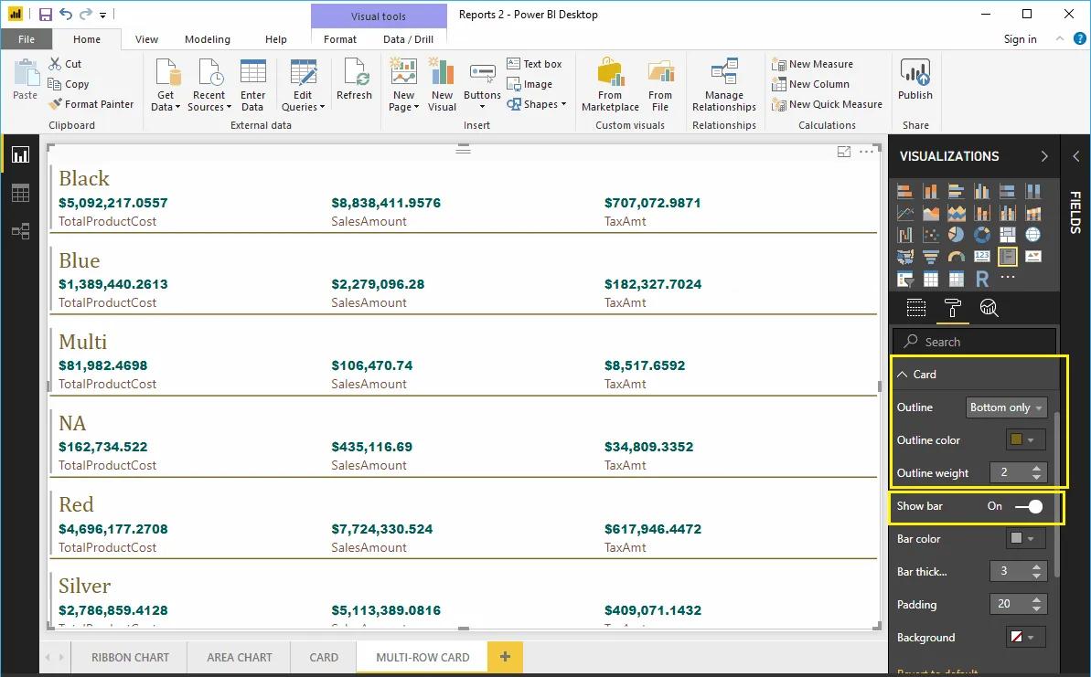 Hướng dẫn trình bày thẻ nhiều hàng (Multi-Row Card) trên Power BI