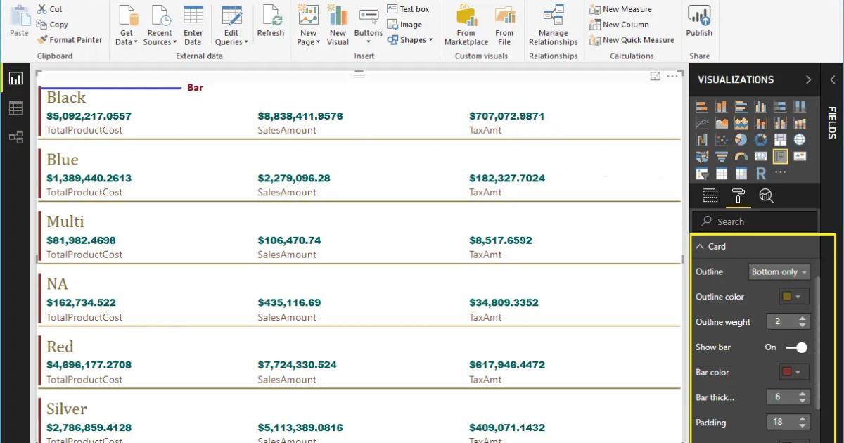 Hướng dẫn trình bày thẻ nhiều hàng (Multi-Row Card) trên Power BI
