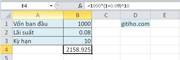 Hướng dẫn tính lãi kép bằng Excel