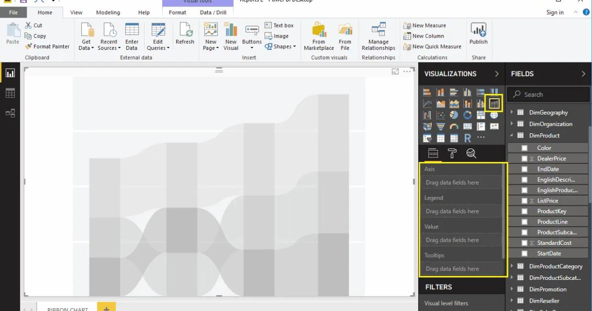 Hướng dẫn trình bày đồ thị dải Ribbon Chart trong Power BI
