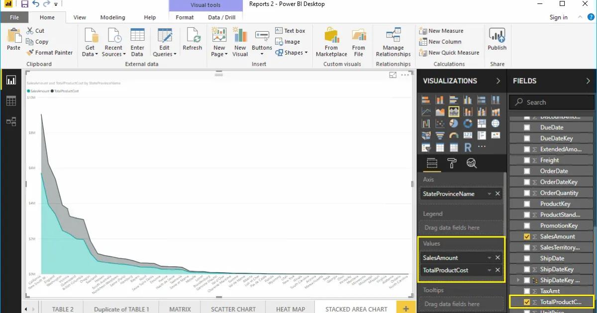 Hướng dẫn trình bày biểu đồ vùng xếp chồng trên Power BI