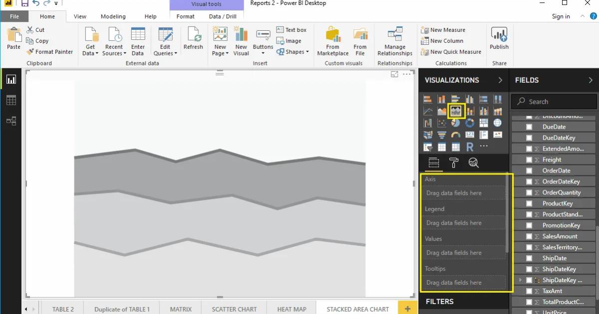 Hướng dẫn trình bày biểu đồ vùng xếp chồng trên Power BI