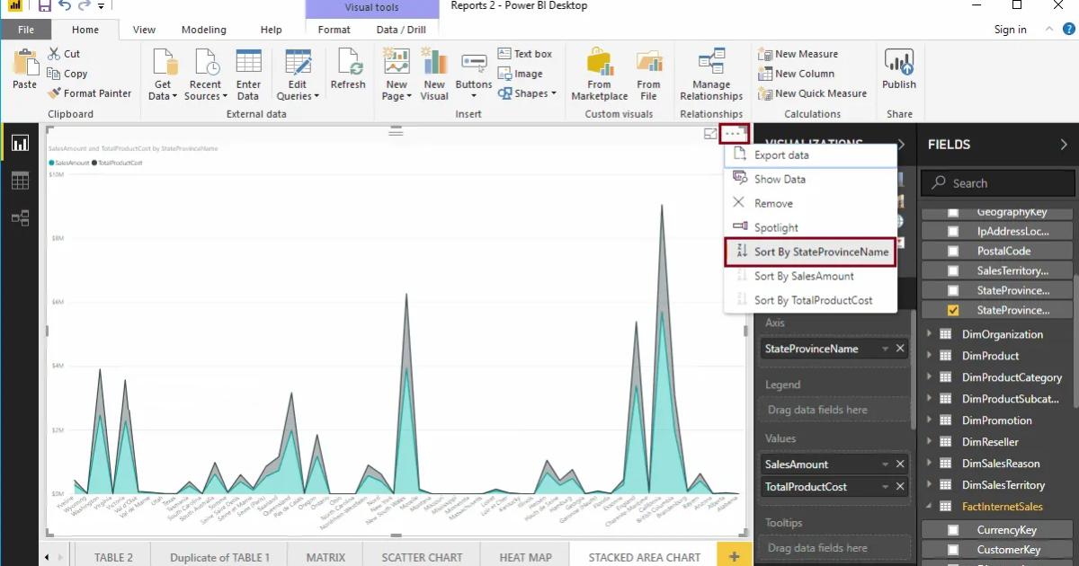 Hướng dẫn trình bày biểu đồ vùng xếp chồng trên Power BI