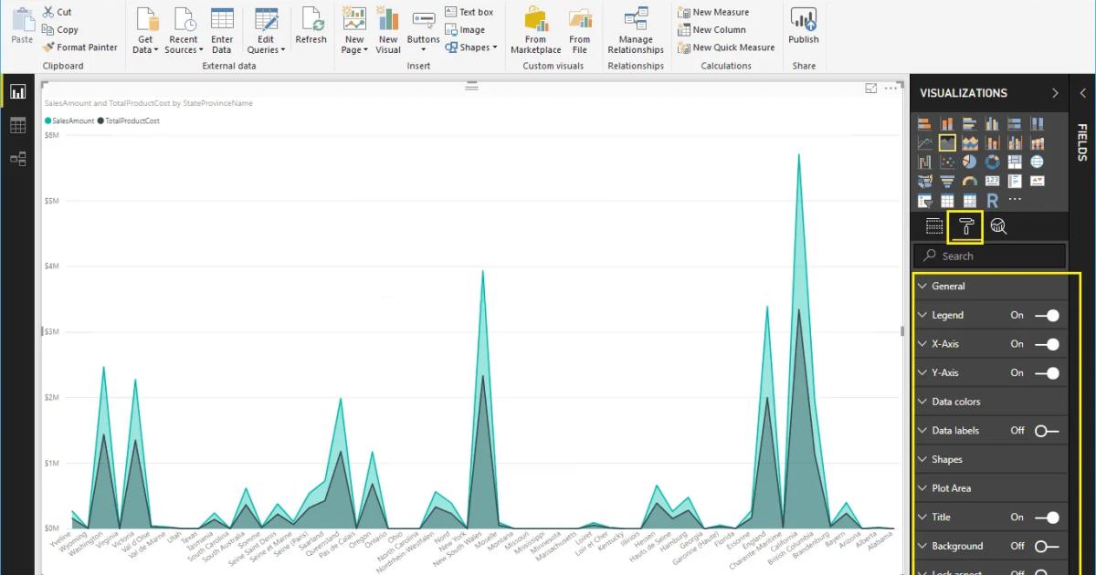 Hướng dẫn trình bày biểu đồ vùng xếp chồng trên Power BI