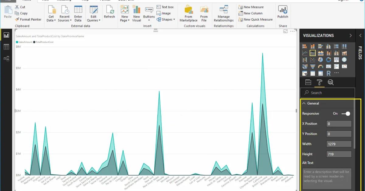 Hướng dẫn trình bày biểu đồ vùng xếp chồng trên Power BI