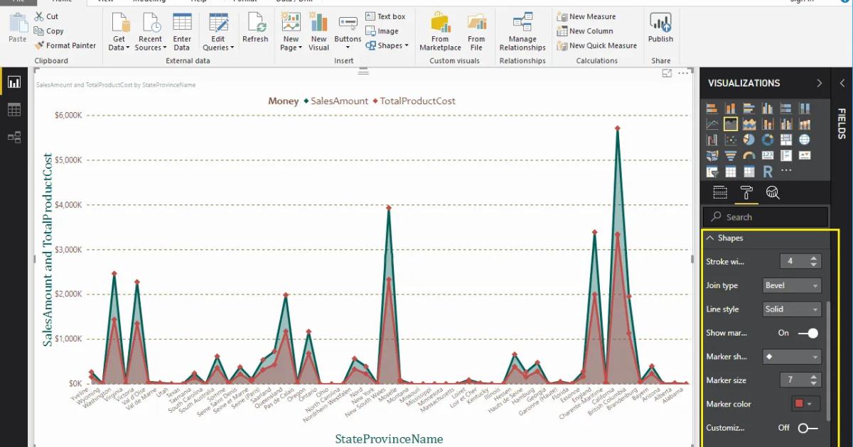 Hướng dẫn trình bày biểu đồ vùng xếp chồng trên Power BI