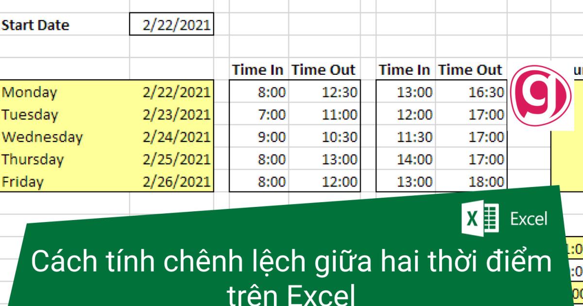 Cách tính chênh lệch thời gian giữa hai thời điểm trên Excel
