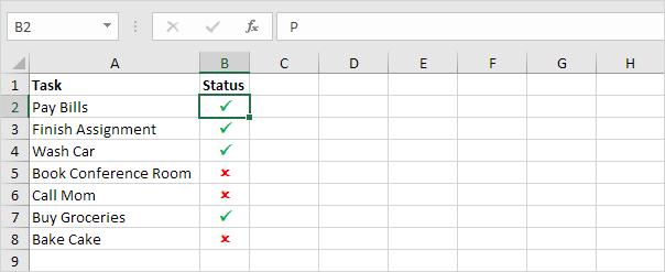 Hướng dẫn cách thêm dấu tích chữ V vào trang tính Excel