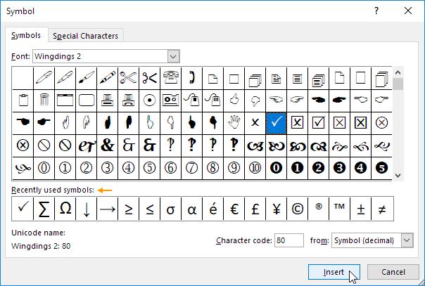 Hướng dẫn cách thêm dấu tích chữ V vào trang tính Excel