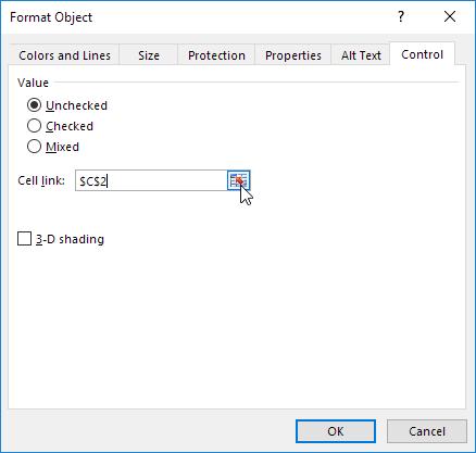 xác định vị trí ô cần liên kết