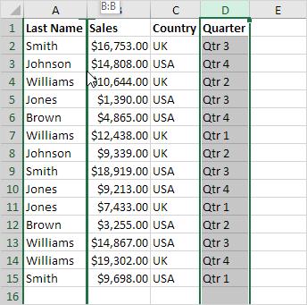 di chuyển cột tới vị trí mới
