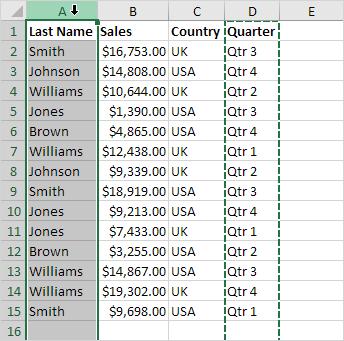 chọn cột muốn chèn cột vừa cắt lên trước