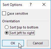 chọn Sort left to Right