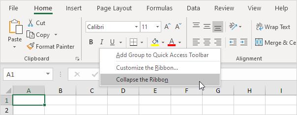 Hướng dẫn thu gọn hoặc tùy chỉnh thanh công cụ của Excel