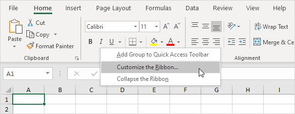 Hướng dẫn thu gọn hoặc tùy chỉnh thanh công cụ của Excel