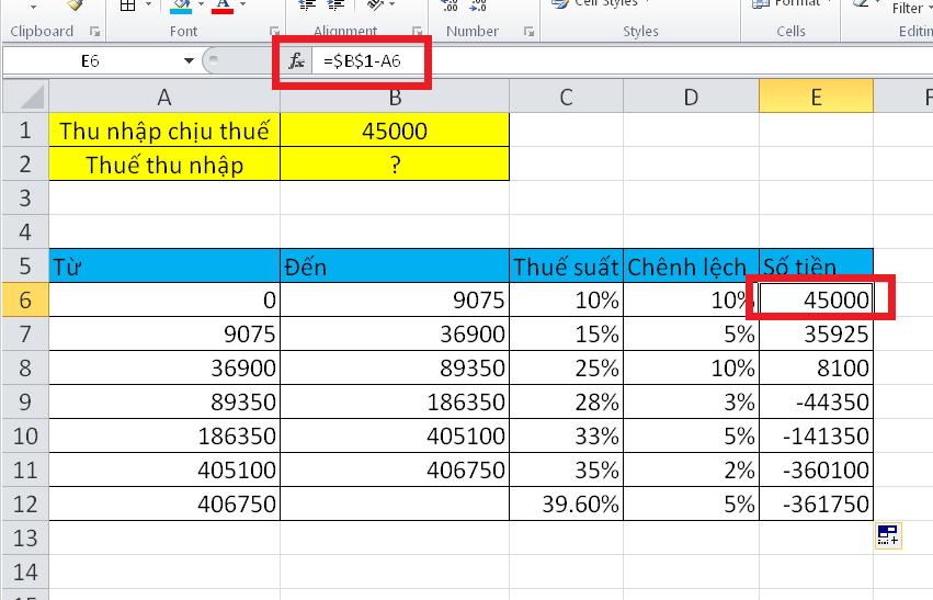 Tính số tiền chênh lệch phải chịu thuế thu nhập cá nhân