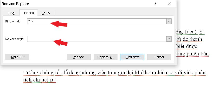 Loại bỏ tất cả các Ngắt đoạn / ngắt phần bằng Find And Replace 2