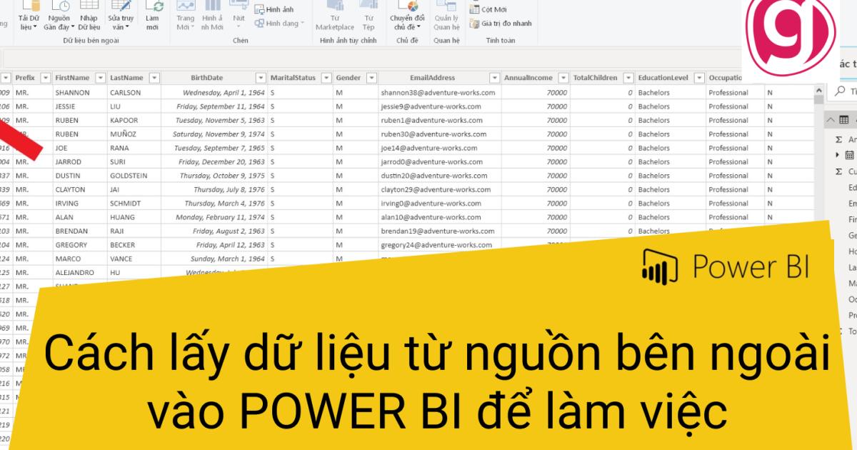Cách lấy dữ liệu từ nguồn bên ngoài vào POWER BI để làm việc