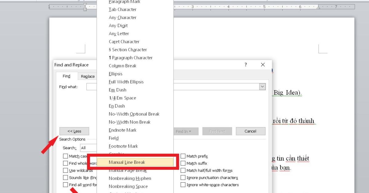 Xóa dòng trống trong Word bằng Find and Replace 2