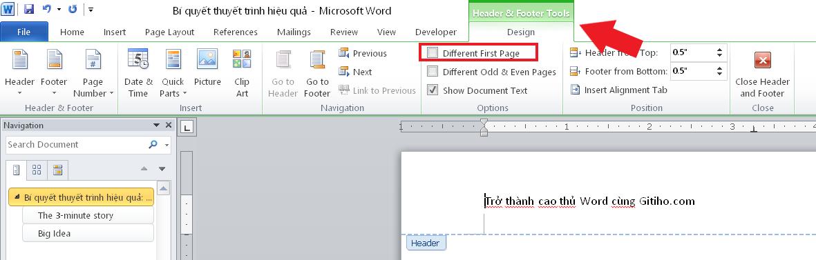 Cách loại bỏ toàn bộ Header và Footer trong Word