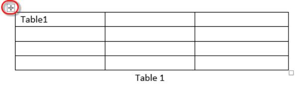 chọn một bảng trong Word