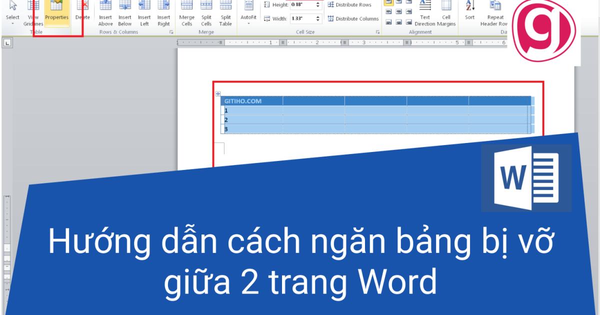 Hướng dẫn cách ngăn bảng bị vỡ giữa 2 trang Word