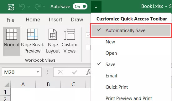 Hướng dẫn cách sử dụng tính năng Tự động lưu (AutoSave) trong Excel 