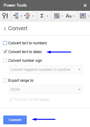 Chọn Convert text to dates